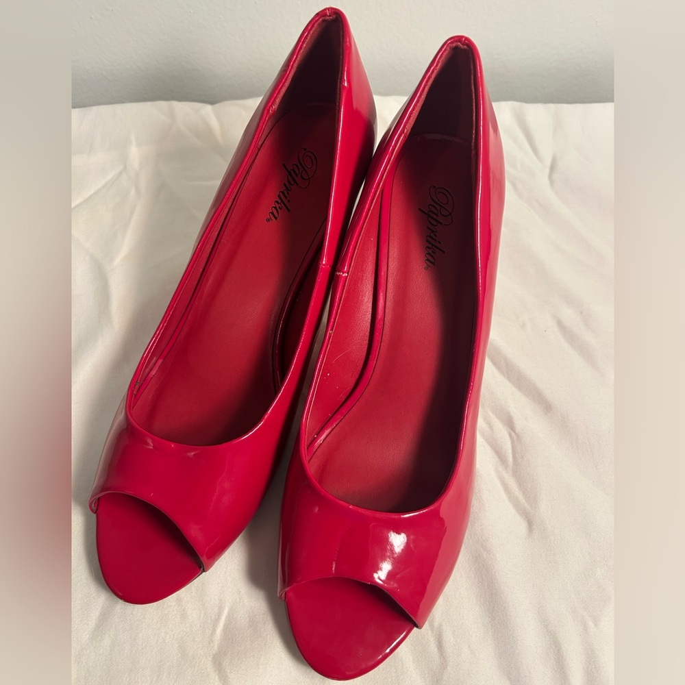 Red Pump Heels Perfect Condition Size 10